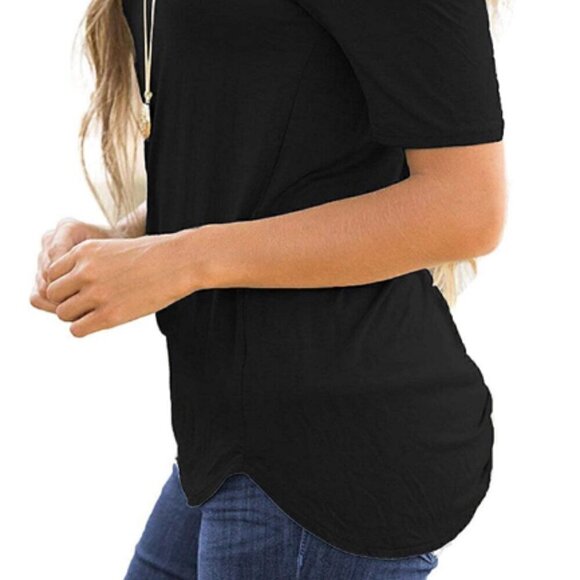 NWT-Sarin Mathews- Womens Strappy Cold Shoulder Tops Casual Tees Loose Basic T - Picture 4 of 6